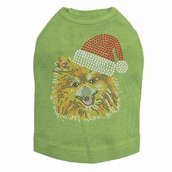 Pomeranian Santa Rhinestone Dog Tank