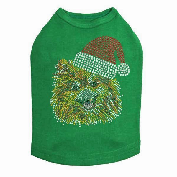 Pomeranian Santa Rhinestone Dog Tank