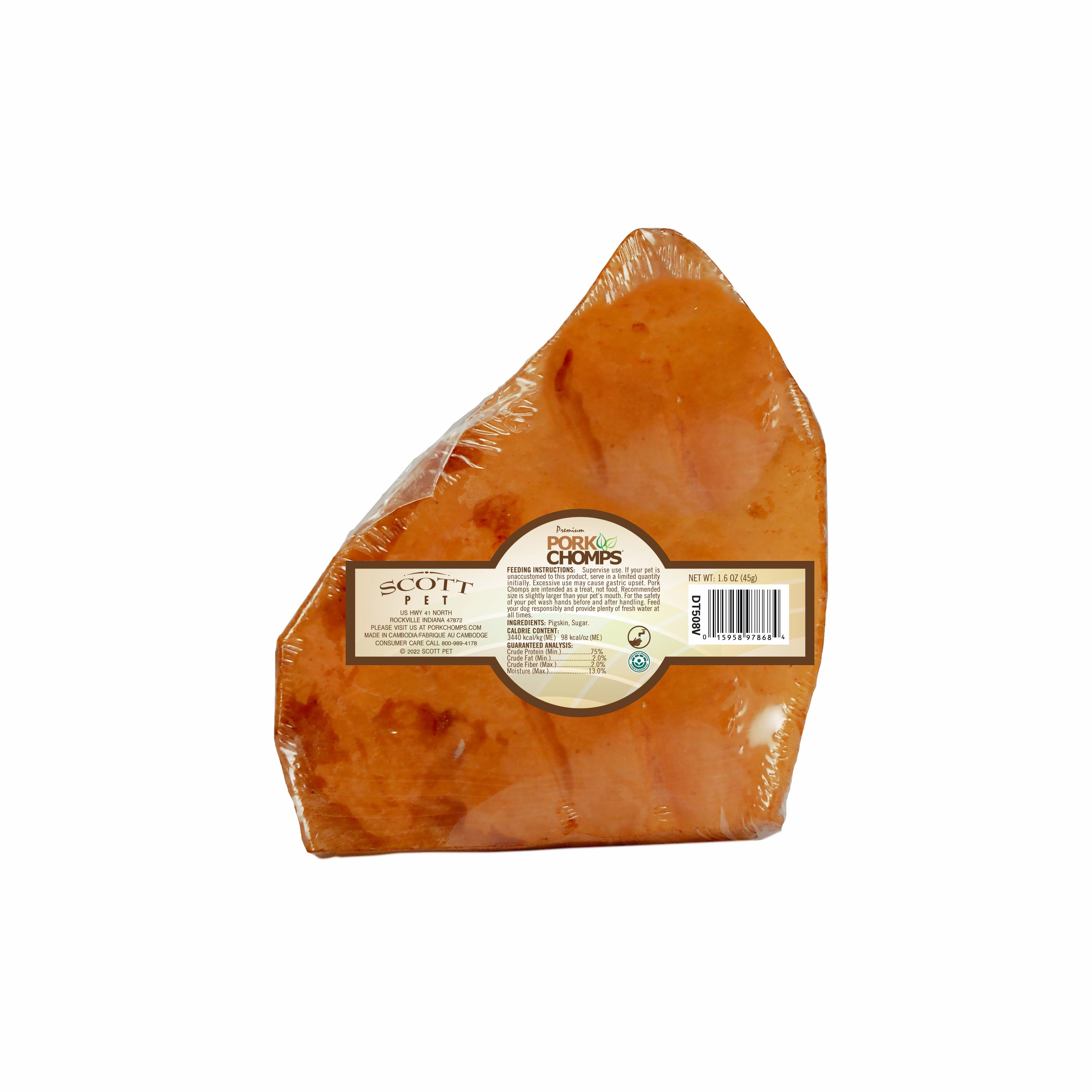 Pork Chomps Roasted Ear-shaped Pork Skin, 1 count Dog Chew