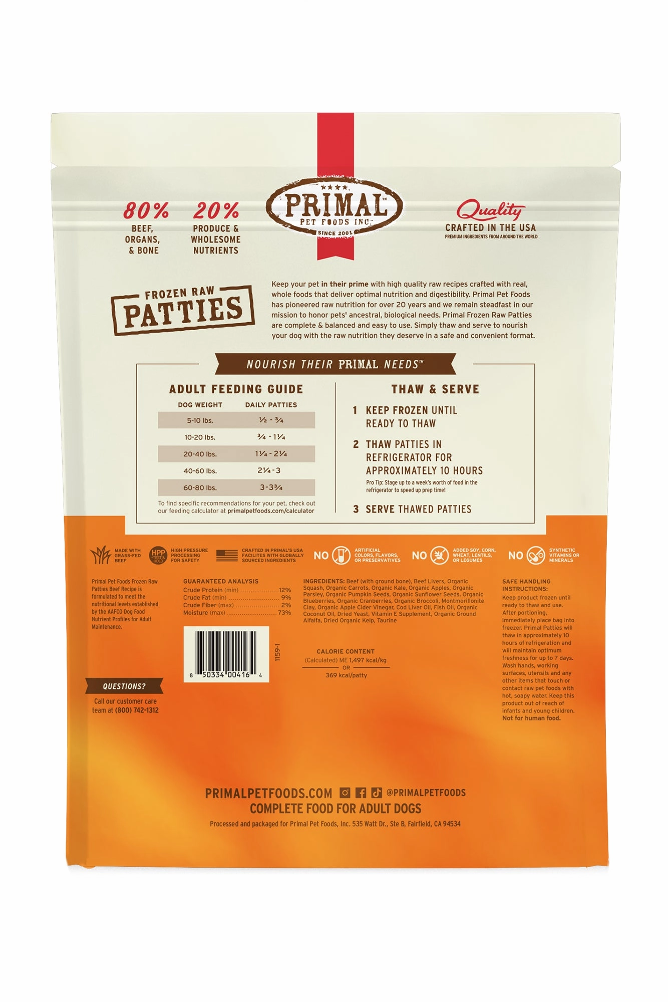 Primal Beef Frozen Raw Dog Food