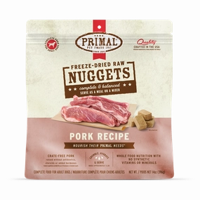 Primal Freeze Dried Nuggets Grain Free Pork Formula Complete Diet Dog Food
