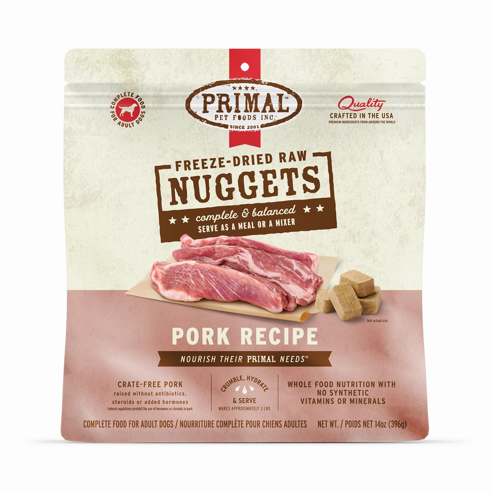 Primal Freeze Dried Nuggets Grain Free Pork Formula Complete Diet Dog Food