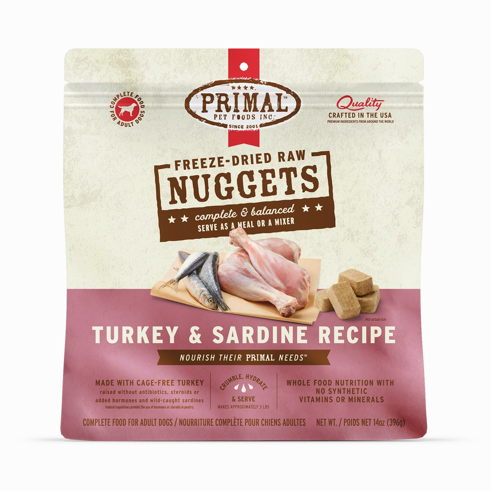 Primal Freeze Dried Nuggets Grain Free Turkey and Sardine Formula Dog Food