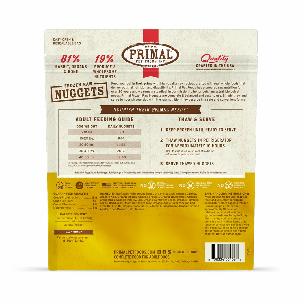 Primal Raw Frozen Rabbit Formula For Dogs