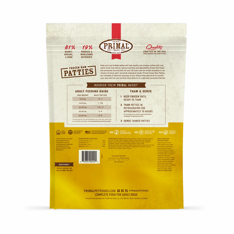 Primal Raw Frozen Rabbit Formula For Dogs