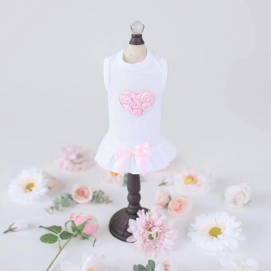 Puff Heart Dog Dress Pink