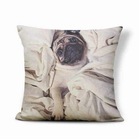 Pug In Bed Throw Cushion