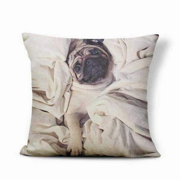 Pug In Bed Throw Cushion