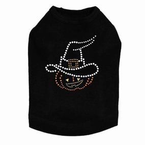 Pumpkin Witch Rhinestone Dog Tank