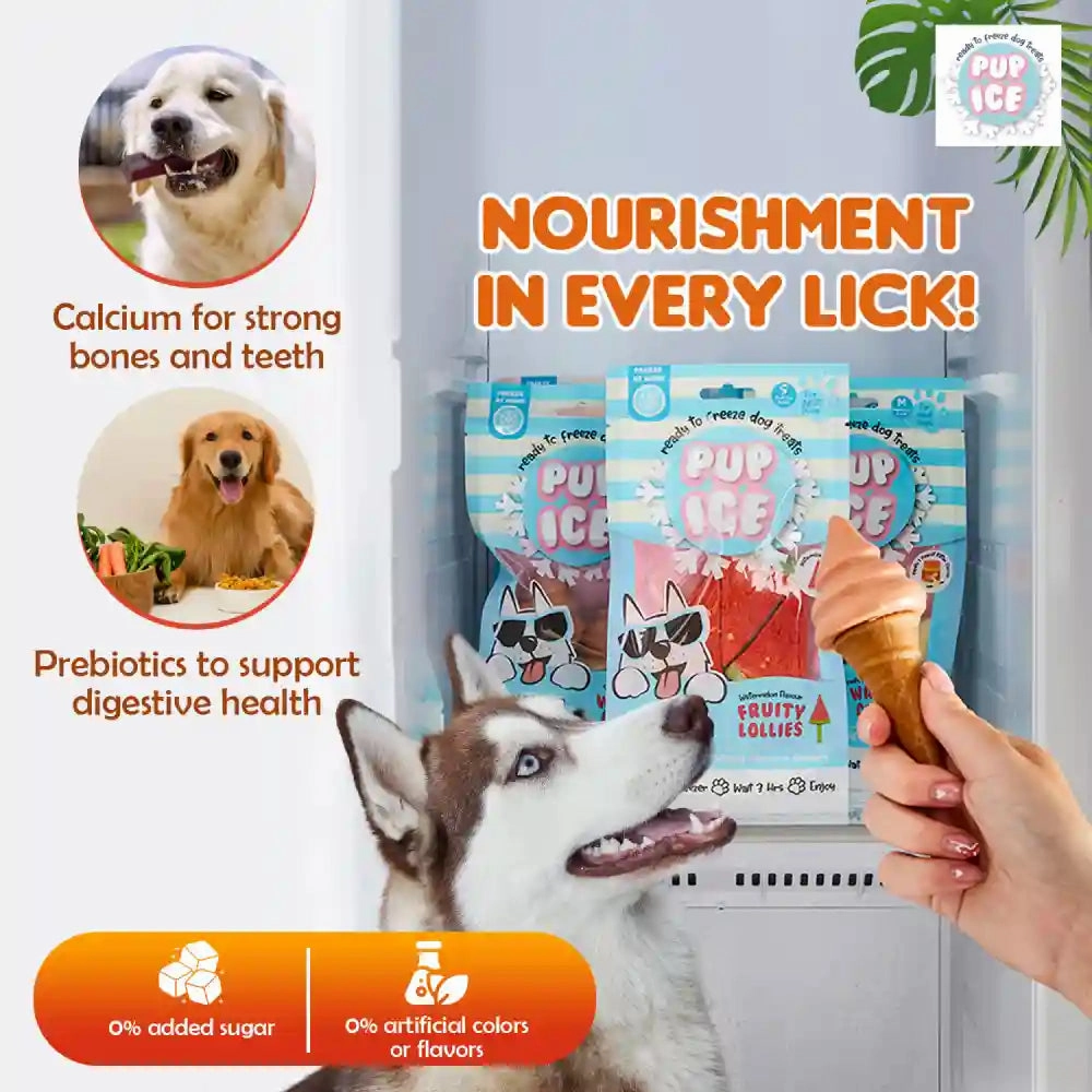 Pup Ice Strawberry Flavoured Waffle Cones Dog Treat