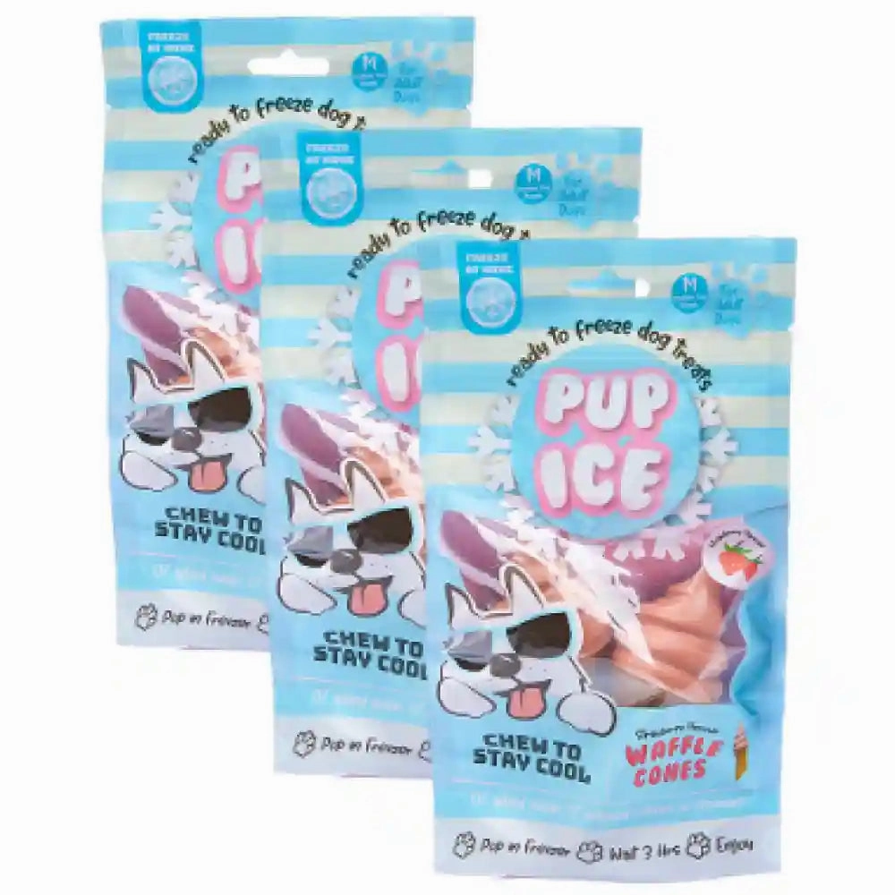 Pup Ice Strawberry Flavoured Waffle Cones Dog Treat