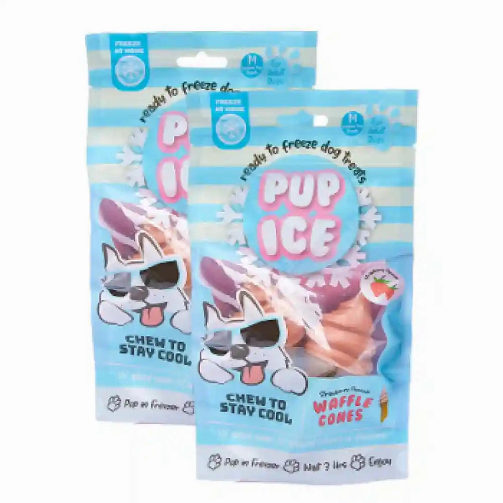 Pup Ice Strawberry Flavoured Waffle Cones Dog Treat