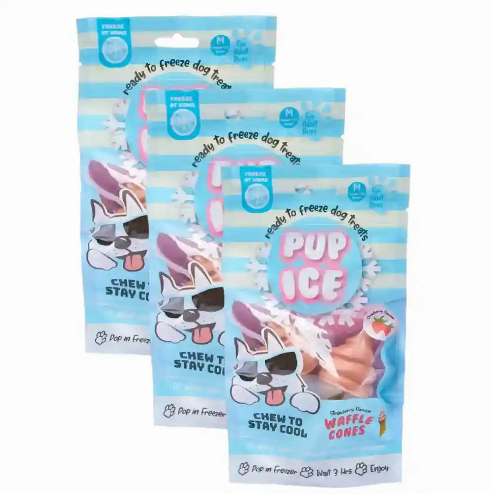 Pup Ice Vanilla and Peanut Butter Flavoured Waffle Cones Dog Treat