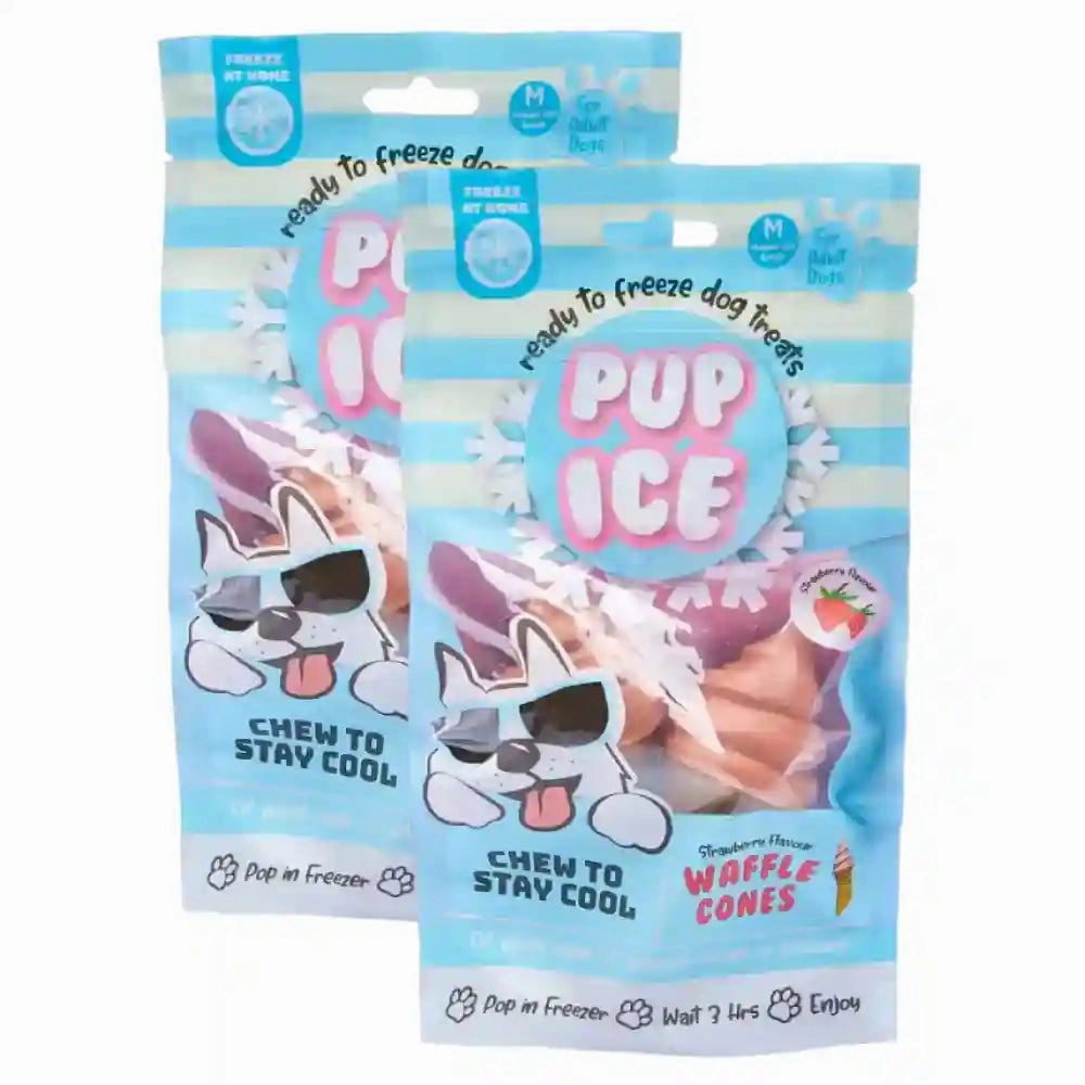 Pup Ice Vanilla and Peanut Butter Flavoured Waffle Cones Dog Treat