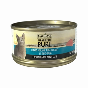 PURE Grain Free Cat Can - Flaked Skipjack Tuna in Gravy