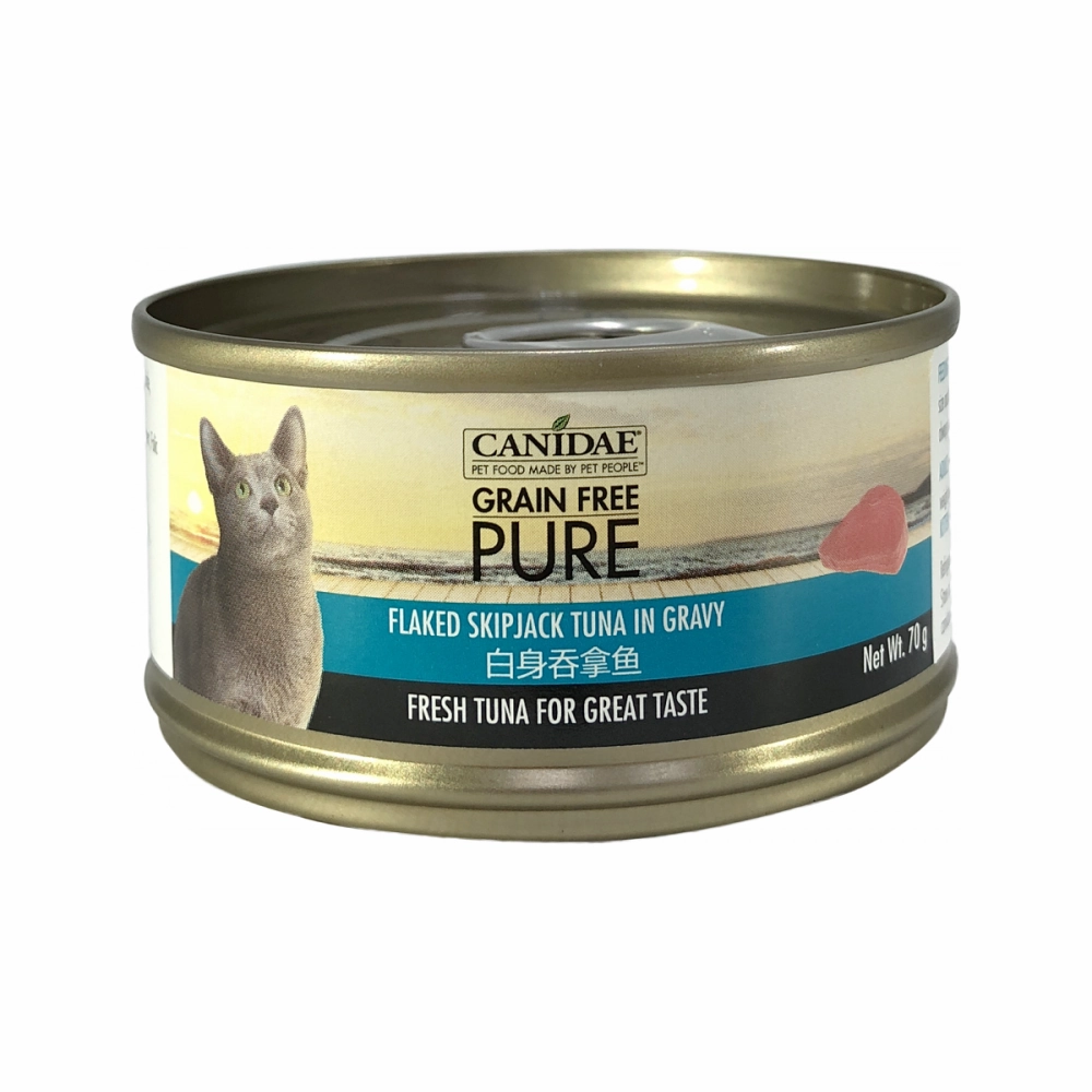 PURE Grain Free Cat Can - Flaked Skipjack Tuna in Gravy