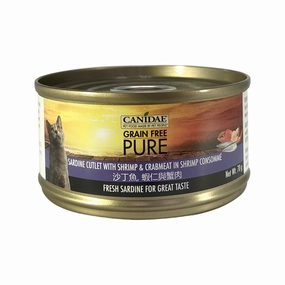 PURE Grain Free Cat Can - Sardine Cutlet with Shrimp & Crabmeat in Shrimp Consomme
