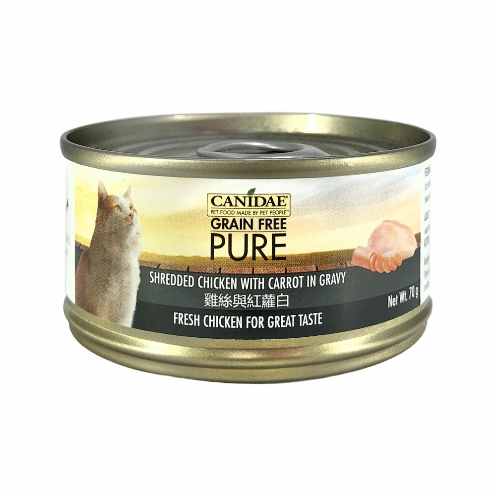 PURE Grain Free Cat Can - Shredded Chicken with Carrot in Gravy