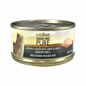 PURE Grain Free Cat Can - Shredded Chicken with Carrot in Gravy