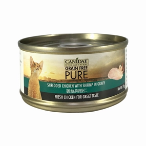 PURE Grain Free Cat Can - Shredded Chicken with Shrimp in Gravy