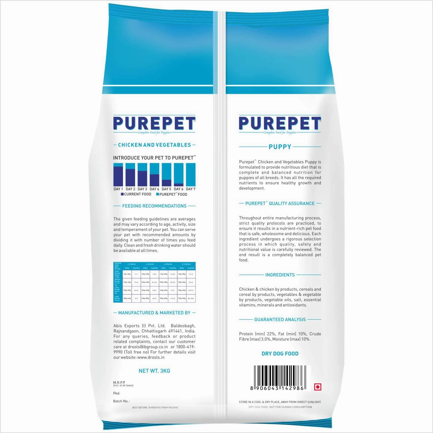 Purepet Chicken & Vegetable Puppy Dog Dry Food