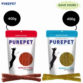 Purepet Chicken and Mutton Flavour Munchy Sticks Dog Treat Combo