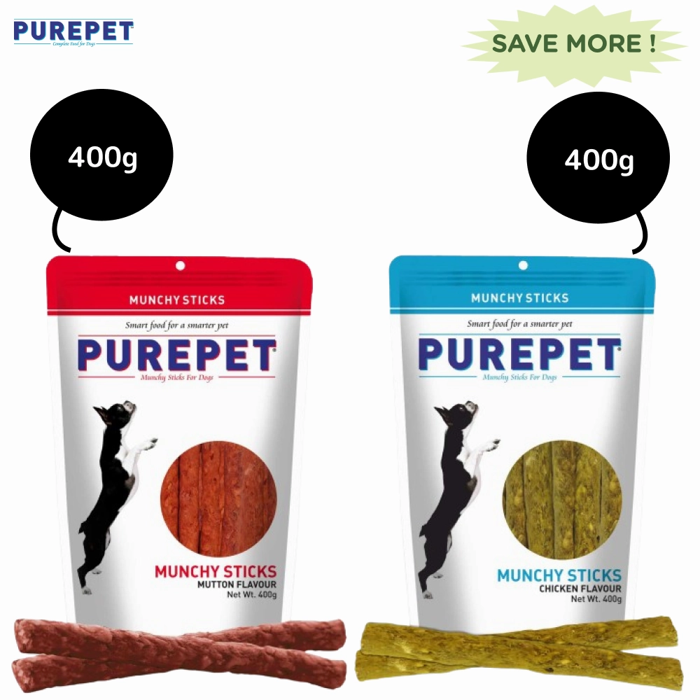 Purepet Chicken and Mutton Flavour Munchy Sticks Dog Treat Combo