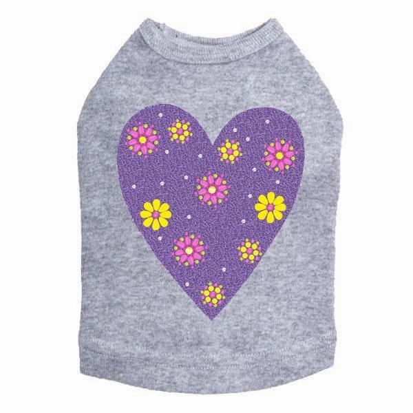Purple Glitter Heart Rhinestone Dog Tank