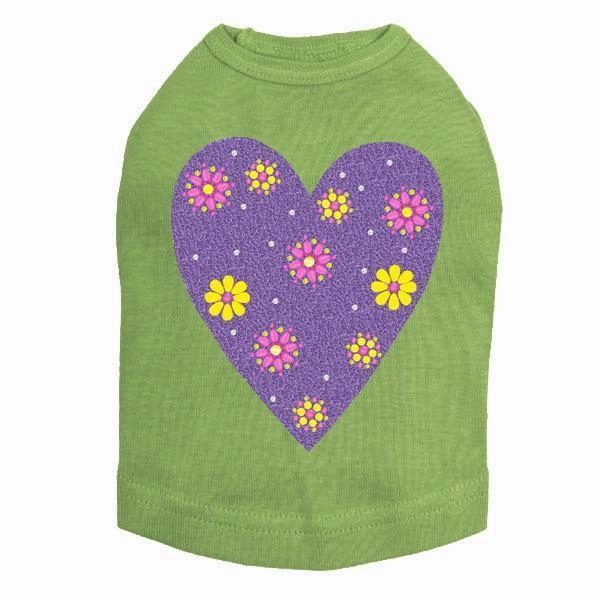 Purple Glitter Heart Rhinestone Dog Tank