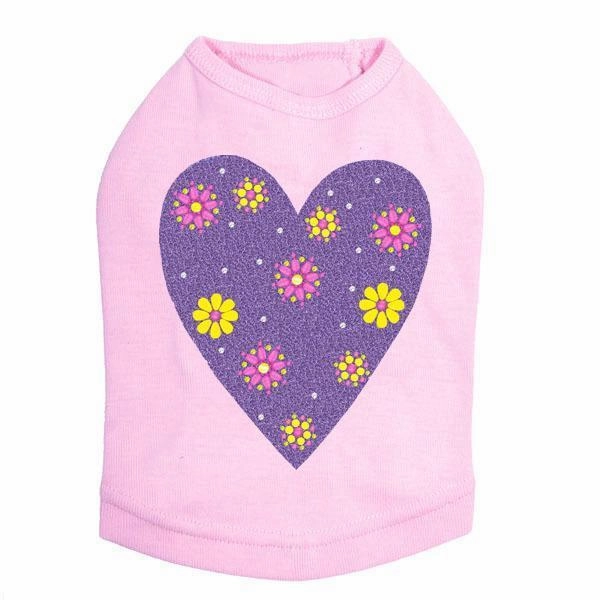 Purple Glitter Heart Rhinestone Dog Tank