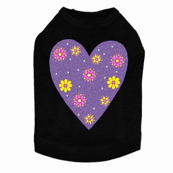 Purple Glitter Heart Rhinestone Dog Tank