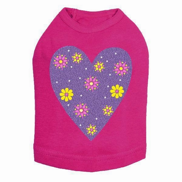 Purple Glitter Heart Rhinestone Dog Tank