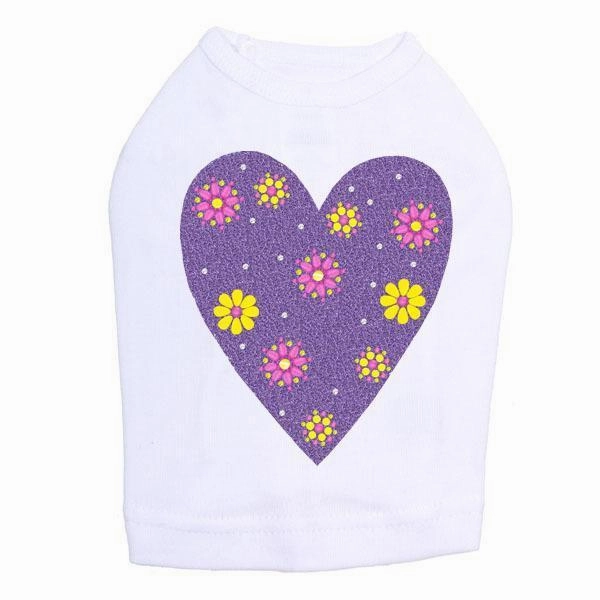 Purple Glitter Heart Rhinestone Dog Tank