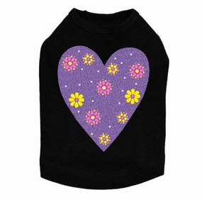 Purple Glitter Heart Rhinestone Dog Tank