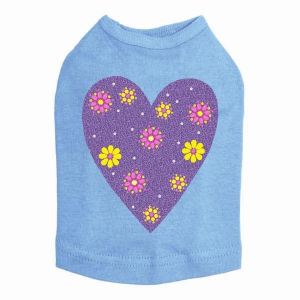 Purple Glitter Heart Rhinestone Dog Tank