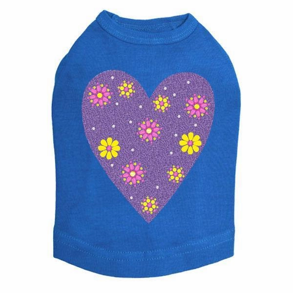 Purple Glitter Heart Rhinestone Dog Tank