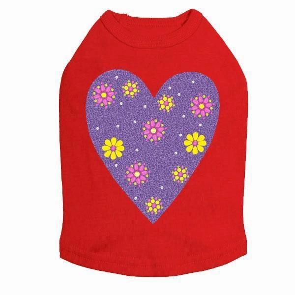 Purple Glitter Heart Rhinestone Dog Tank