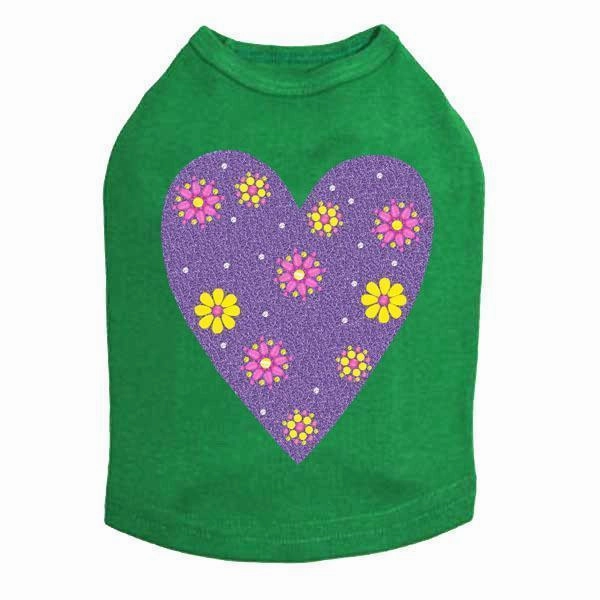 Purple Glitter Heart Rhinestone Dog Tank