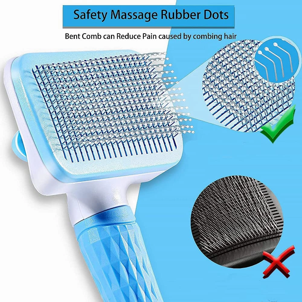 QPets Slicker Brush for Dogs and Cats (Blue)