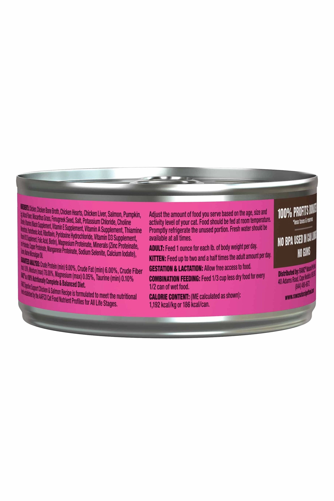 Rawz Digestive Chicken and Salmon Pate Wet Cat Food