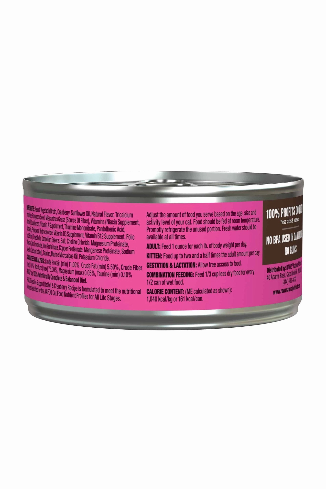Rawz Digestive Rabbit and Cranberry Pate Wet Cat Food