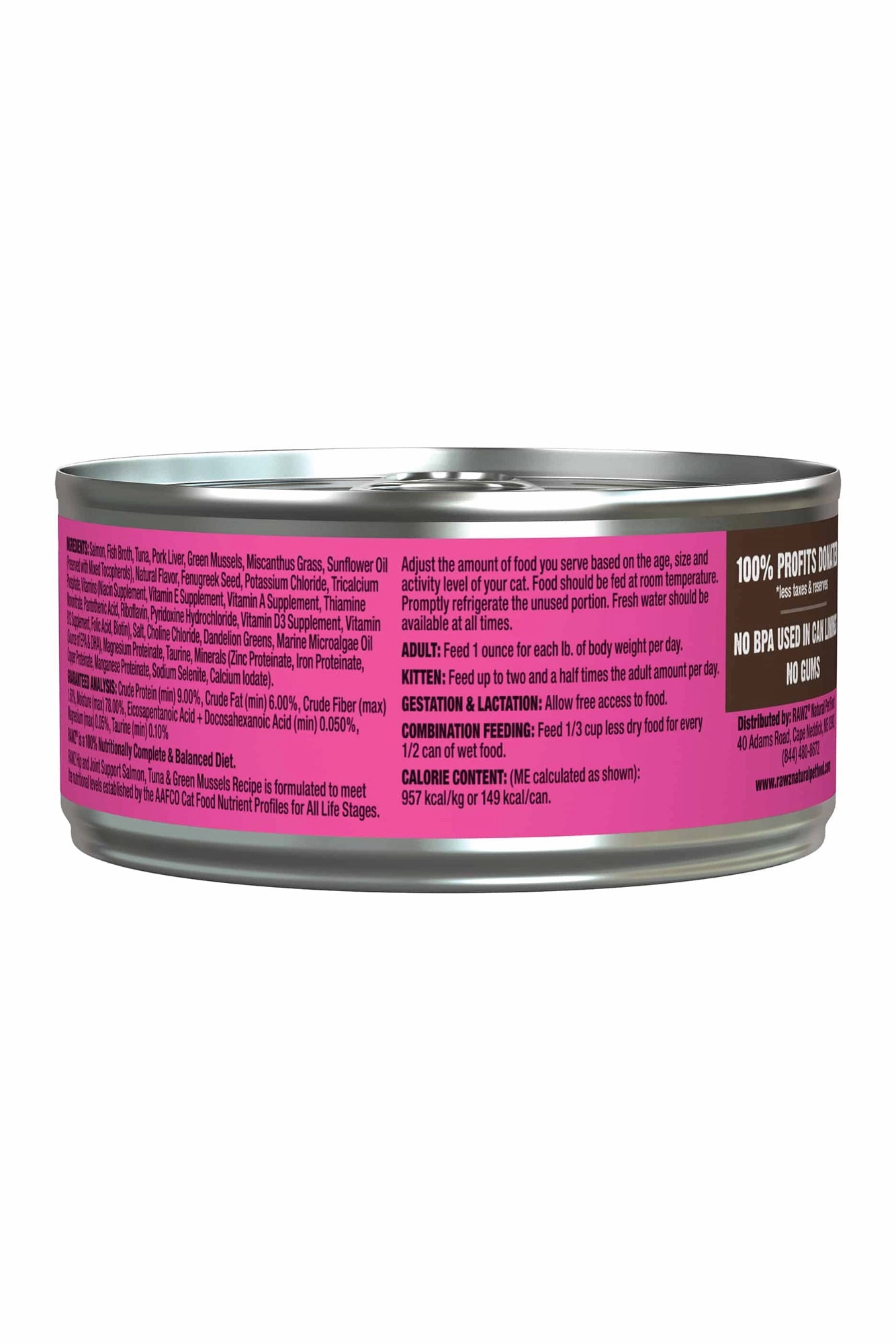 Rawz Hip and Joint Salmon, Tuna and Green Mussels Pate Wet Cat Food