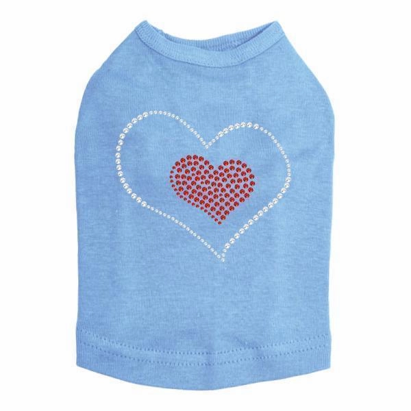 Red Heart Inside Heart Dog Rhinestone Tank