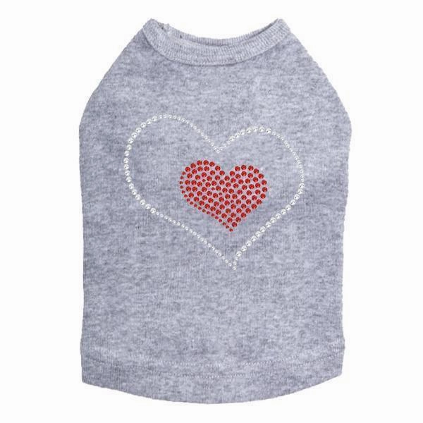 Red Heart Inside Heart Dog Rhinestone Tank
