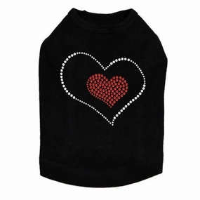 Red Heart Inside Heart Dog Rhinestone Tank