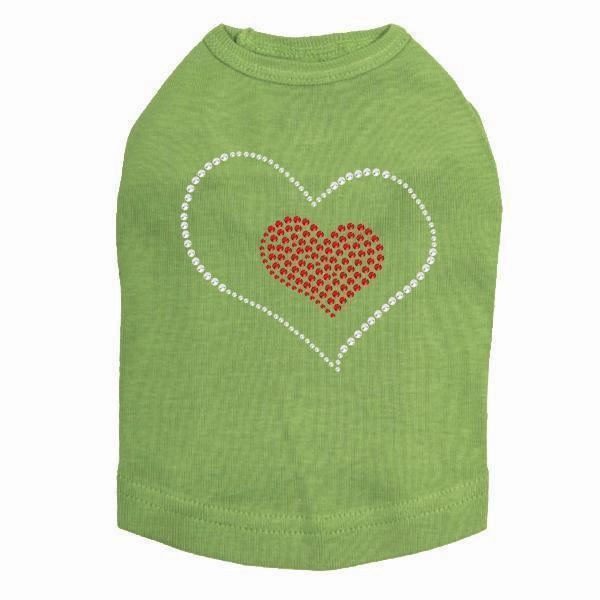 Red Heart Inside Heart Dog Rhinestone Tank