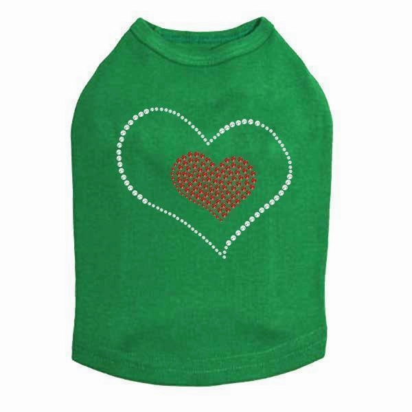 Red Heart Inside Heart Dog Rhinestone Tank