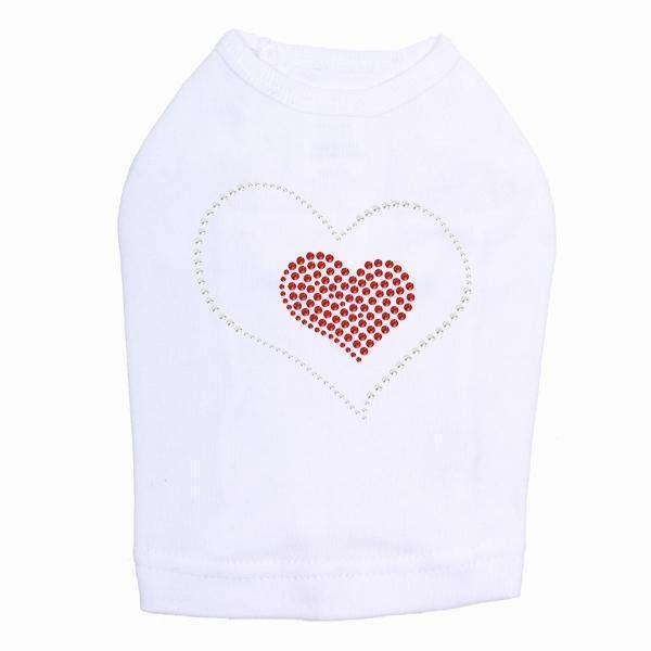 Red Heart Inside Heart Dog Rhinestone Tank