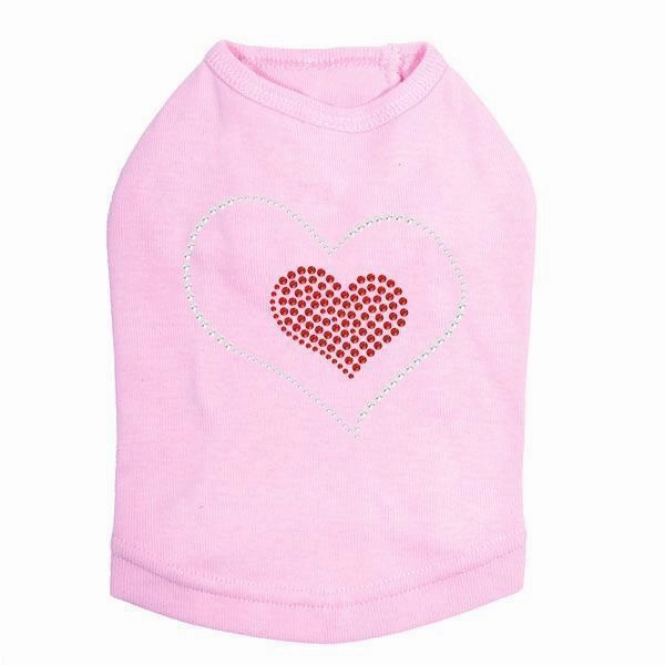 Red Heart Inside Heart Dog Rhinestone Tank