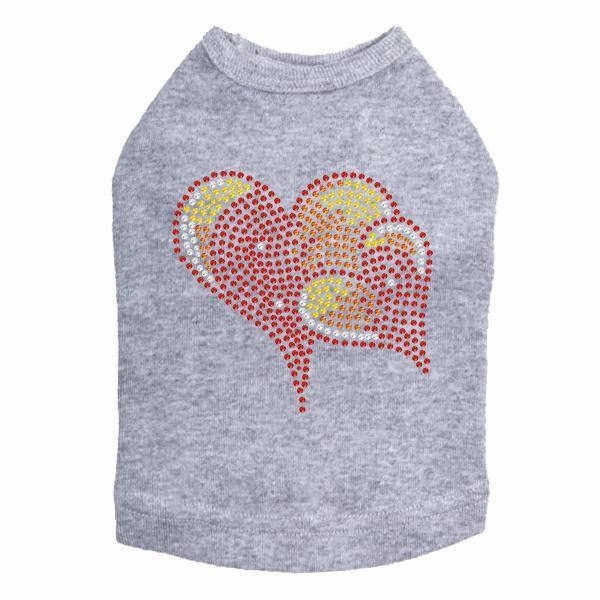 Red, Orange And Yellow Hearts Rhinestone Dog Tank